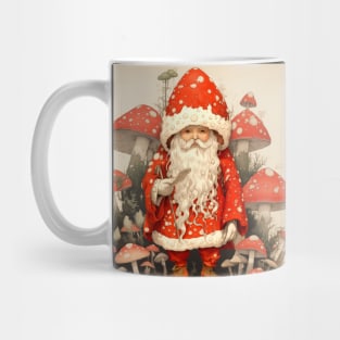 Santa Claus: Santa is the Mushroom (Amanita Muscaria Mushroom) on a Dark Background Mug